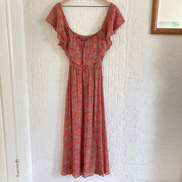 Reformation Floral Femme Off The Shoulder Midi Dress Size 0 - Picture 10 of 16